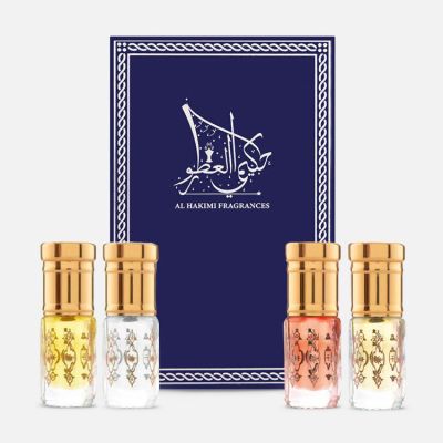 White Oud, Red Musk, Patchouli Gold and Mukhallat Behjat Gift Set - 4 Pcs