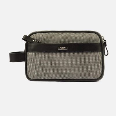 Grey Single Zip With Front Pocket Travel Toiletry