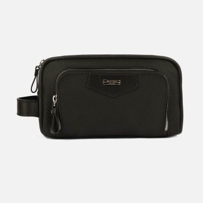 Black Single Zip With Front Pocket Travel Toiletry