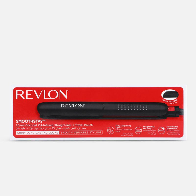 Smoothstay 25Mm Coconut-Oil Infused Straightener with Travel Pouch