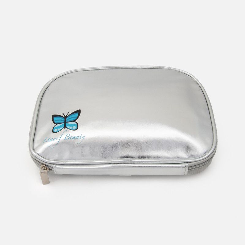 Makeup Pouch With 15 Brushes - Silver