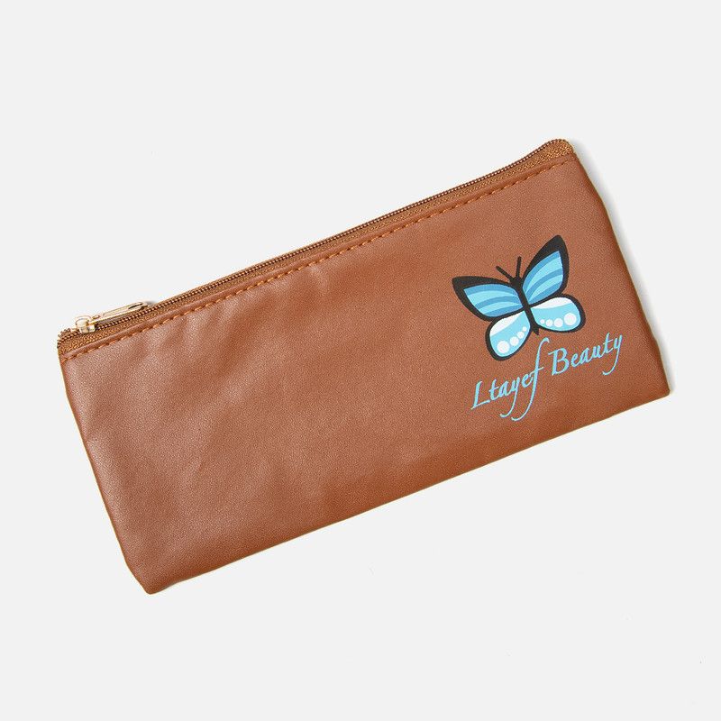 Makeup Pouch With 6 Brushes - Brown