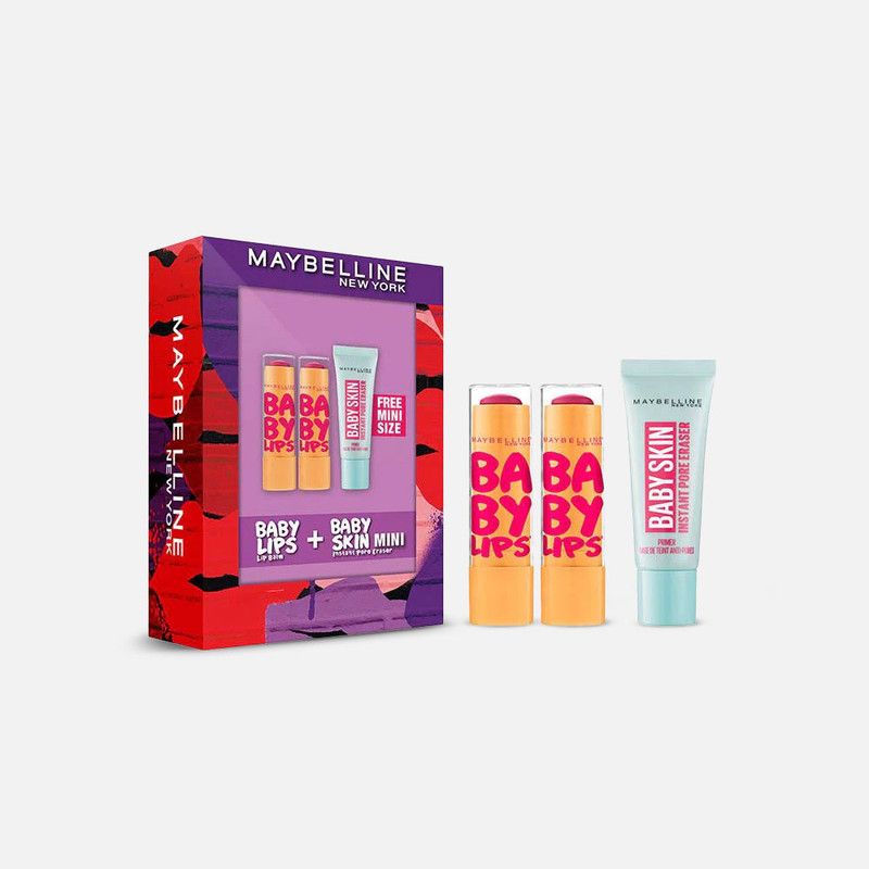 Baby Lips Lip Balm & Mini Baby Skin Primer Set - 3 Pcs