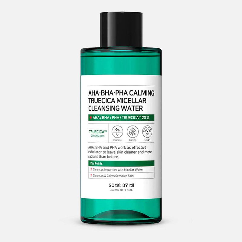 AHA, BHA, PHA, Calming Truecica Micellar Cleansing Water