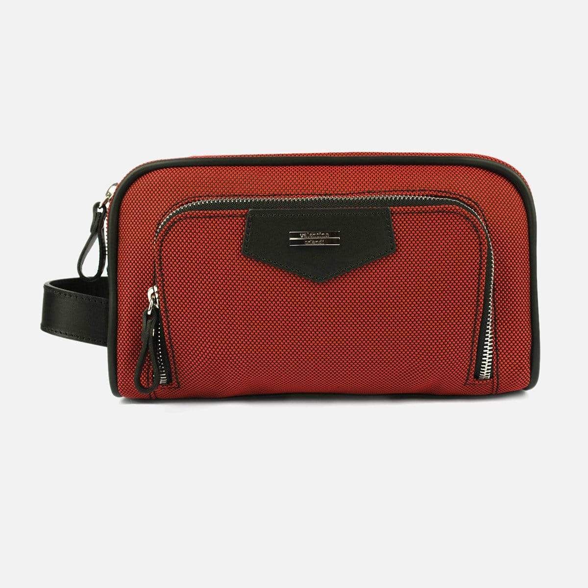 Red Single Zip With Front Pocket Travel Toiletry